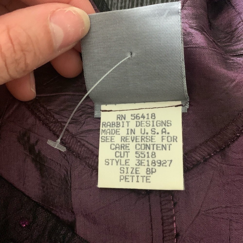 Vintage Rabbit Rabbit Rabbit Cocktail Taffeta Embellished Maxi Dress Purple 8 - Picture 14 of 16
